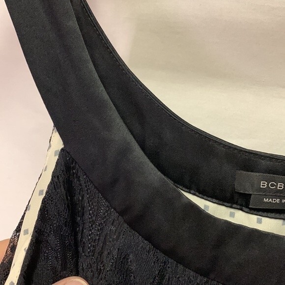 BCBG MaxAzria Black Silk Lace and Satin Sleeveless Sheath Dress Size S - Picture 7 of 13